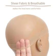 2 Packs Natural Skin Tone Breathable Invisible Wig Caps, Suitable For Cosplay, Role-Playing, Headwear. Suitable For Performances, Middle-Aged Women Can Also Use, Boys And Girls Suitable For Role-Playing, Dancing And Holiday Use Hair Nets, High Quality Mesh Wig Caps For Wig Making, Crochet Wig Caps, Elastic Hair Nets, High Definition Lace Wig Caps Suitable For Wig DIY, Unisex Hair Accessories, Suitable For Any Face Shape, Fun Parties - 彩色 - 查看 3