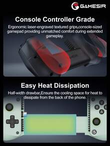 GameSir X5 Lite 手机游戏手柄，兼容 iOS 和安卓 15/16 英寸平板电脑，设备长度 105-213 毫米，霍尔效应摇杆，轻巧的人体工学设计，兼容 Game Pass、Zenless Zone Zero 云游戏、Steam/Moonlight 串流游戏和远程游玩，黑色