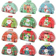 Christmas Gift Boxes With Reindeer Design - Paper Treat Containers For Housewarming, Anniversary, And Holiday Celebrations - Festive Ugly Sweater, Santa, Snowman Themed Party Favors For Winter, Christmas, New Year Decor