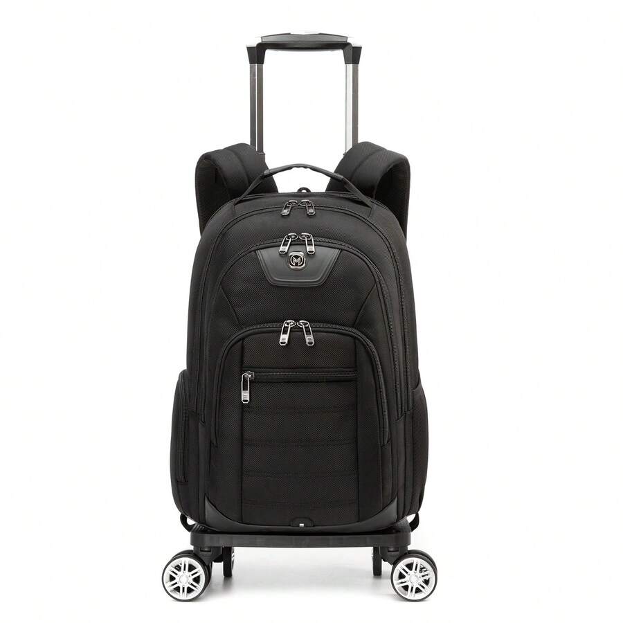 3pcs/Set Boys Rolling Backpack, Cute Wheeled Backpack, Suitable For Students Back To School Season - Black - View 1