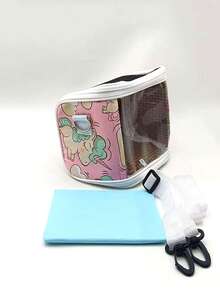 1 件便携式宠物笼，透气斜跨仓鼠/鹦鹉笼，爬虫网状旅行笼，透明散热垫，可拆卸，适合所有季节 - 藍色 - 查看 16