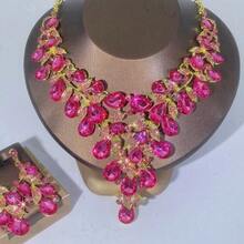1 Set Elegant Women's Jewelry Set, Necklace Earrings 3 Pieces Set, Rhinestone Encrusted, Fashionable Luxury Jewelry Set, Suitable For Bride, Wedding, Banquet, Formal Occasions