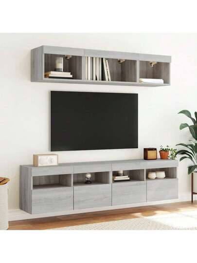 VidaXL TV Wand Unit LED Lighting 80x30x40 Cm Grijs Sonoma view 6