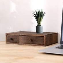 Cutie de depozitare din lemn pentru birou, raft înălțat, organizator de sertare pentru bijuterii, mini dulap de depozitare pentru papetărie pentru studenți