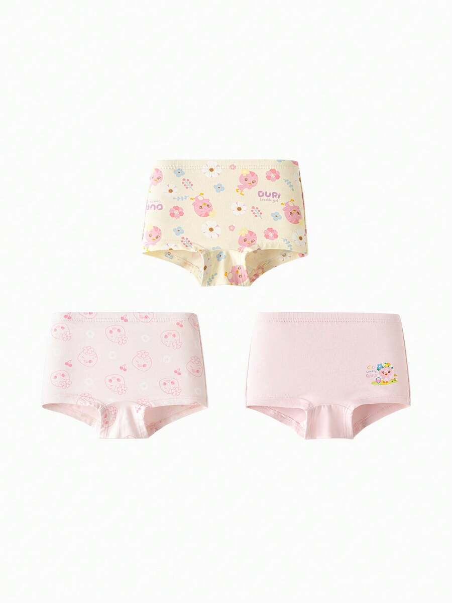 Balabala Girls Cotton Underwear 3 Packs Boxer Briefs Anti-Bacterial