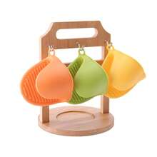 2pcs Heat Resistant Silicone Oven Mitts, Mini Microwave Non-Slip Pot Holder Gloves For Kitchen Cooking - Multicolor - View 3