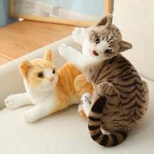 1件仿真猫毛绒公仔，星空猫，花猫，橘猫填充动物玩偶，伴侣玩偶，家居装饰摆件，儿童生日礼物 - 彩色 - 查看 6
