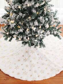 Falda para árbol de Navidad de 24/30/50 pulgadas con bordado de copos de nieve, decoración navideña, fiesta festiva - Multicolor - Ver 6