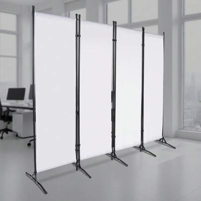 Separè bianco 200x170cm pieghevole, divisorio per la privacy con ruote per ufficio soggiorno, divisorio in tessuto metallico, divisorio flessibile per ambienti, girevole a 360°