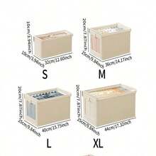 1pc Oxford Cloth Windowed Lidded Storage Box, Fabric Organizer Box For Clothes, Household Desktop Storage Container