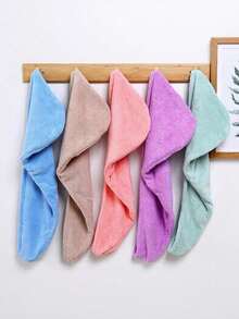 1 pieza Gorro/toalla de pelo suave, absorbente y cálido de estilo casual premium, adecuado para baño, natación, baño, piscina, todo el año. Toalla de pelo de doble capa, súper absorbente y de secado rápido. Gorro de ducha de felpa coral de unicolor para mujeres. Toallas de ducha para salón de belleza, hotel, deportes, artículos esenciales para el hogar, toalla, cuidado de la piel