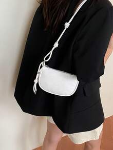 Mini Lychee Texture Crossbody Bag For Women, New Stylish Compact Versatile Daily Bag - White - View 7