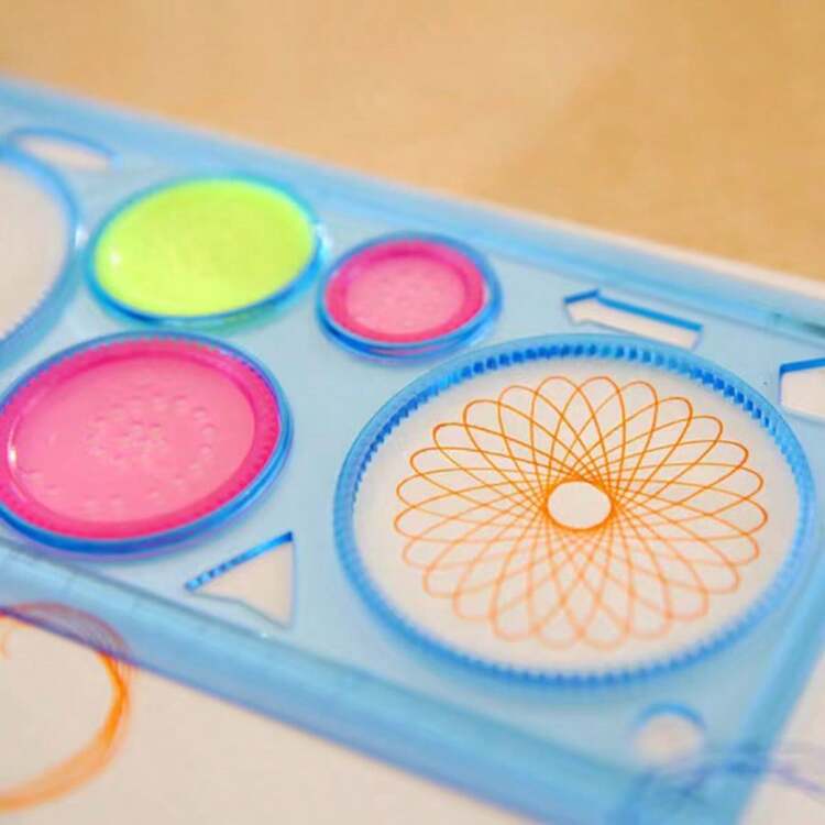 Régua de desenho espirográfica criativa com quadro de modelo, ferramenta de pintura e escrita infantil, prêmio e presente, escritório, escola, desenho, estudante, marcadores, papelaria, meninos, meninas, material escolar, brinquedos para meninos, brinquedos para meninas, brinquedos infantis, volta às aulas - Multicolorido - Ver 5