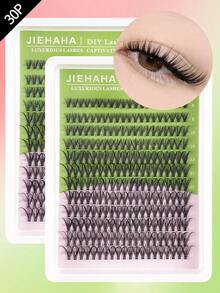 240/216/192 件/套 14 排 30/40/60/80/100 件 0.05 毫米仿貂皮睫毛 9-16 毫米混合长度，3D 俄罗斯卷曲单根睫毛，黑色化妆睫毛延长，节日必备。圣诞礼物睫毛簇，睫毛簇，单根睫毛，睫毛，假睫毛