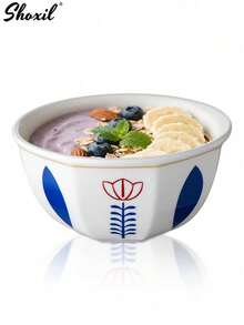 shoxil 1 pièce Bol floral du Moyen-Orient, bol en céramique avec motif de palmier dattier/rose Udam, bol multifonctionnel pour dessert, assiette à grignoter, convient pour un usage quotidien, les rassemblements, l'hospitalité et le thé de l'après-midi