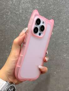 Cute Cat Ear Minimalist Premium Pink Soft Phone Case Compatible With IPhone 16 Pro Max/16/16 Pro/16 Plus/15/15 Pro Max/15 Pro/15 Plus/11/12/13/14 Pro Max/11 Pro/11 Pro Max/12 Pro/12 Pro Max/13 Pro/13 Pro Max/14 Pro/14 Pro Max/14 Plus, Creative Design