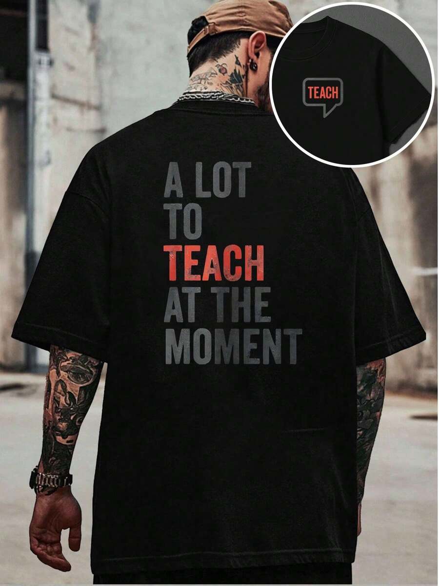 T-shirt con grafica Tiger-era, t-shirt da uomo con stampa fronte-retro, scollo tondo casual alla moda, 220 g/m2, puro cotone (1 pezzo)