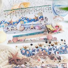 Zestaw 10 naklejek z motywem roślin oceanicznych w stylu vintage, długie paski z różnych materiałów do scrapbookingu, prowadzenia dziennika i majsterkowania - Wielokolorowe - Zobacz 5