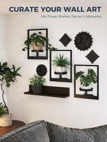 1Pc Metal Flower Wall Art, Black Metal Wall Plant Stand, Vintage Cutout Metal Wall Decor - Geometric Minimalist Hanging Artwork, Decorative Metal Art Wall Decor For Outdoor, Entryway, Kitchen, Living Room Decor - Rustic Home Accents, Spring Summer Housewarming Gift Fall Winter Decor Home Decor, Valentine's Day Gift Gifts Birthday, Christmas Gifts - 多色2 - 查看 7