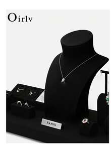 Oirlv All White Jewellery Display Set Shop Cabinet Display Props Necklace Display Bust Watch Ring Earrings Bracelet Decorative Stand