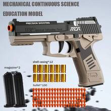 Interactive Foam Ball Blaster Toy Gun 100 Bullets, 12 Cartridge Cases And 2 Soft Cartridge Case Black Toy Pistols New Toy Shooting Guns, Outdoor Sports Shooting Games, Ideal Halloween, Christmas New Year's Day, Birthday Present - 卡其色 - 查看 1