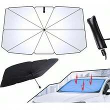 Protector parabrisa cubre sol coche parasoles auto sombrilla, accesorio para protección solar, mejora confort dentro del vehículo, instalación fácil, resistente al calor, tamaño universal adaptable - Negro - Ver 3