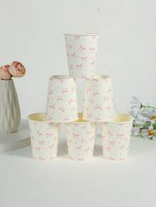 10/20/50pcs Birthday Party Decoration Bow Paper Cup Drink Mug Disposable Party Supplies Birthday Picnic Vacation - Multicolor - View 16