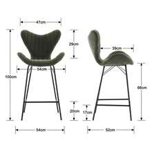 WAHSON OFFICE CHAIRS 2PCS Sgabelli Bar Chenille Moderno Schienale Striato (giallo/verde/latte di avena) - Verde - Visualizzare 4