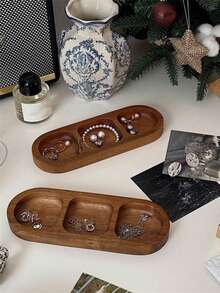 1 pièce Plateau à bijoux en bois vintage, support à parfum, organisateur de rangement pour aromathérapie et cosmétiques, plateau en bois pour bibelots, clés, desserts, accessoires photo, bac d'entrée