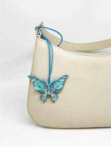 1pc Handmade Beaded Butterfly Bag Charm, Elegant Minimalist Accessory - Blue - View 7