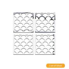 4 Peças Adesivos de Parede em Espelho Acrílico com Padrão Escama de Peixe Oco, Arte Decorativa Autoadesiva e Reutilizável, Adequada para Sala de Estar, Quarto, Escritório, Banheiro, Academia, Decoração de Parede com Espelho