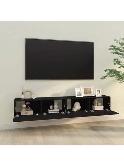 VidaXL TV Wand Units Pcs 100x30x30 Cm Processed Wood Zwart view 4