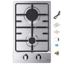 IsEasy Piano cottura a gas WEHIMO Domino con 2 fuochi, piano cottura a gas da incasso in acciaio inox 30 cm 3700 W 2 zone di cottura (2700 W + 1000 W), piano cottura a gas Domino per gas propano e gas naturale, adatto a tutte le pentole - Spina tipo C UE (220-240 V) - Visualizzare 12