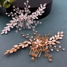 1 Stück Silber & Champagner Farbiger Haarkamm Haarschmuck für Frauen, handgefertigter Kristall Strass Braut Hochzeit Haaraccessoire, geeignet für Hochzeit, Verlobung, Party, Geburtstag Frisur