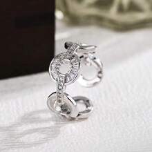 Anello aperto regolabile, anello da donna elegante e lussuoso. Incastonato con zirconi scintillanti, in metallo di ottone ipoallergenico, adatto per uso quotidiano - anello aperto - Visualizzare 5