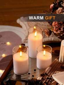 3pcs Decorative Lights, LED Atmosphere Night Lights, White Candle Lights With Remote Control, For Home Decor, Party Decor, Birthday Party, Outdoor Decor, Wedding Decor, Bedroom, Study, Reading Room, School, Restaurant, Bar, Cafe, Suitable For Halloween, Thanksgiving, Christmas, Valentine's Day, Mother's Day, Father's Day, Can Be Used As Holiday Gifts, Birthday Gifts, Wedding Gifts