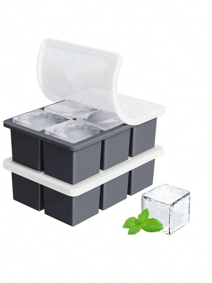 Large Ice Cube Tray For Whiskey: Amu Big Square Ice Cube Maker For Cocktail - 1Pack Silicone Old Fashioned Ice Cube Trays - 2inch Huge Cubed Ice Trays For Whisky