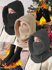 3PCS Winter Balaclava & Thermal Socks & Gloves Set - Men & Women - Perfect For Skiing, Hiking, Cycling - Cold Weather Gear Christmas Gift Combo (Hat+Gloves+Socks) - Multicolor - View 4