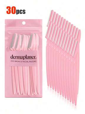 30pcs Exquisite Bagged Men's And Women's Facial Razors, Eyebrow Trimmers And Facial Hair Removers, Facial Hair Removal, Men's And Women's Facial Razors, Hair Trimming Tools, With Precision Sleeves, Hair Removers, Eyebrow Trimmers, Easy To Carry For Travel 1/3/6/12/24pcs (Pink)