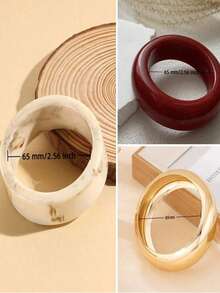 1-3 PCS Bracelet Set Resin Bangle Red White Gold Glossy Chunky Fashion Acrylic Gift For Girlfriend, Holiday Gift, Suitable For Daily Wear, Valentine's Day Gift, Date Wear