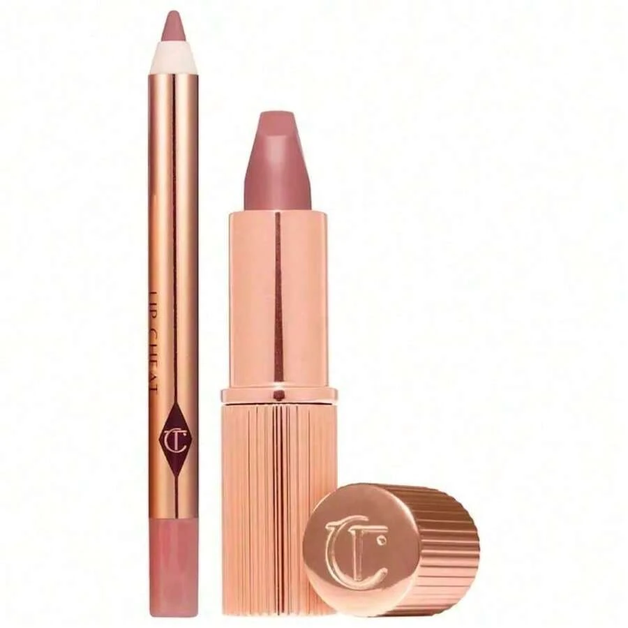 Mini Size  Mini Pillow Talk Lipstick & Liner Set Color: Pillow Talk   - 0.02 Oz/ 0.8 G Lip Cheat Lip Liner In Pillow Talk (Nude Pink)  - 0.05 Oz/ 1.5 G Matte Revolution Lipstick In Pillow Talk (Nude Pink)