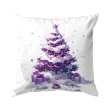 1 Stück/4 Stücke lila Weihnachtsthema Muster Kissenbezug, einseitig bedruckter Kissenbezug, geeignet für Wohnzimmer, Schlafzimmer, Heimdekoration, ganzjährig