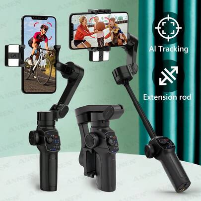 Gimbal Stabilizer For Smartphone, 3-Axis Phone Gimbal, Built-In Extension Rod, Portable And Foldable, Gimbal Vlogging Stabilizer For Phone Android Liv
