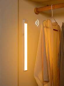 1pc Motion Sensor Wireless LED Light, 3 Color Modes, USB Rechargeable Lamp, Ultra-Thin Smart Sensor Light, LED Cabinet Wardrobe Light With Charging Cable, Suitable For Cabinet, Bedroom, Stairs Lighting, Bedroom Decor, Cabinet Lamp, Room Decor, Christmas - LED Ultra-thin Sensor Light - View 3
