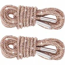 1 par de cordones de 120 cm de color champán con adornos de rhinestone. Cordones deportivos DIY elegantes adecuados para zapatillas y zapatos casuales.