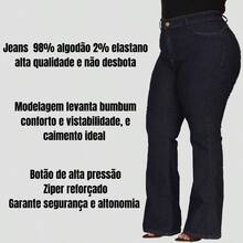 Calça Jeans Feminina Cintura Alta Plus Size Flare Elastano - Azul - Visão 7