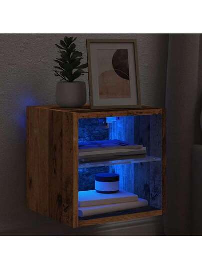 VidaXL TV Wand Unit LED Lighting 30x28.5x30 Cm Old Wood view 7