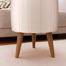 Kit 2 Puff Moises Round Stool Pouf Living Room Stick Feet - Màu be/Nâu - Xem 4