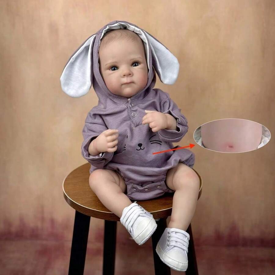 Lifelike 19inch 48cm Soft Vinyl Full Body Reborn Baby Doll Bath Toy Newborn Girl Bebe Play House Waterproof Birthday Gift - Muñeca de cuerpo de vinilo suave - Ver 1