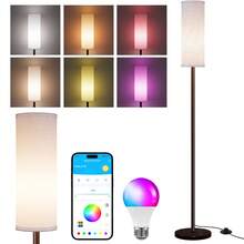 Floor Lamps For Living Room, RGB Smart LED Floor Lamp With 9W A19 Smart Bulb, 2700-6500K+RGB Color Change, Music Synchronization, Foot Switch +APP Control, Suitable For Room Decoration, Bedroom, Living Room, Moving Gift.
